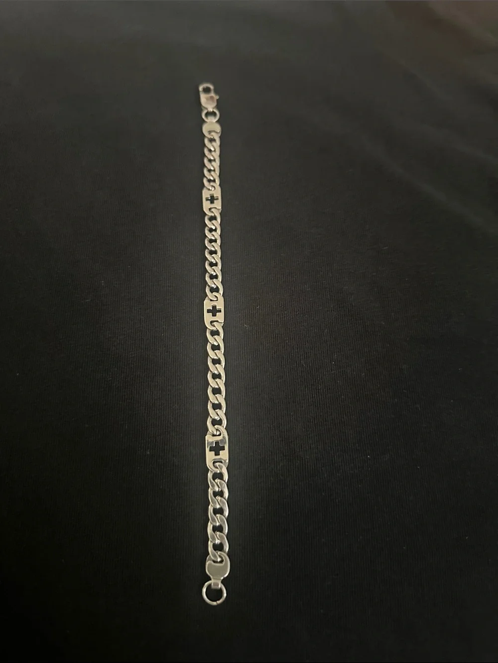 Silver Cross Link Men's Bracelet - Unbranded